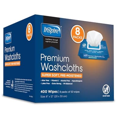 Inspire Adult Wet Wipes, Wash Cloths, Incontinence & Cleansing for Elderly Extra Large, 8"x12" (Pack of 8) - Image 9