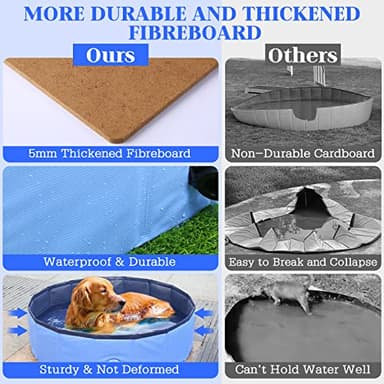 Eooqi Foldable Dog Pool, Portable Pet Bath Tub and Kiddie Swimming Pool, Collapsible Bathtub for Puppies, Small, Medium and Large Dogs, Cats and Kids, 32 x 8 in, Blue - Image 6