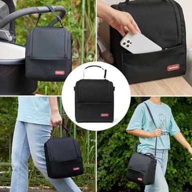 Momcozy Insulated Baby Bottle Bag, Multi-Function Breastmilk Cooler Bag, Fit as Wine Carrier or for Milk Bottles Like Dr. Brown, Comotomo, Philips, Nuk, Lansinoh, etc. (Black) - Image 5