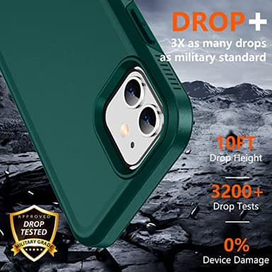 SPIDERCASE Shockproof for iPhone 11 Case,[10 FT Military Grade Drop Protection],with 2 pcs[Tempered Glass Screen Protector+Camera Lens Protector] Protective Phone Case,Midnight Green - Image 2