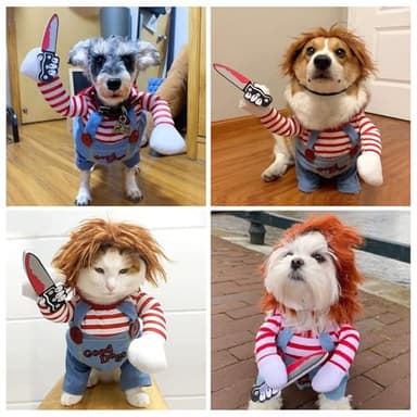 Chucky Dog Costume with Knife - Halloween & Christmas Cosplay for Small, Medium & Large Dogs (Medium) - Image 4