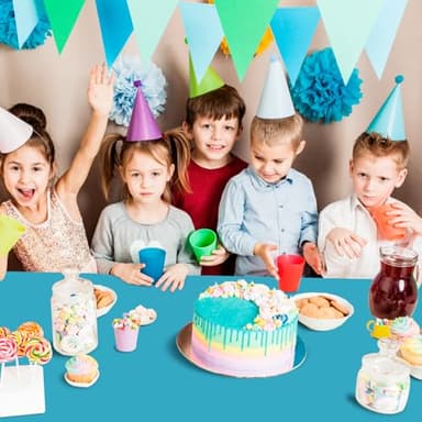 JSQBSECL 54 Inch X 200 Feet Plastic Table Cover Roll with Convenient Slide Cutter, Disposable Plastic Table Cloth Roll with Cut-to-Size Design for Weddings, Banquets, Parties (Turquoise) - Image 7