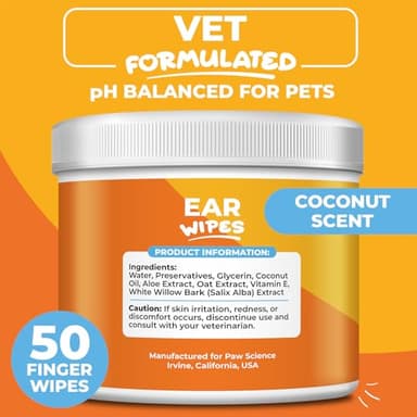 Paw Science Dog Ear Cleaner Wipes – Finger Wipes for Dogs & Cats – Cleaning, Soothing, & Deodorizing Itchy Ears – Pet Ear Relief Solution (Coconut) - Image 4