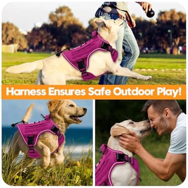 Heavy-Duty Tactical Dog Harness for Large Dogs, No Pull Adjustable Reflective Pet Vest with Molle System, K9 Military-Grade Control for Service Training, Outdoor & 10+ Breeds, Pink, Large - Image 6