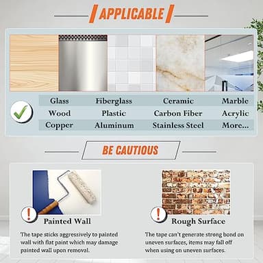 Extra Large Double Sided Tape Heavy Duty Removable 1.18 Inch x 160 Inch, Clear & Tough Nano Tape, Multipurpose Mounting Tape Picture Hanging Strips Adhesive for Poster Carpet - Image 5