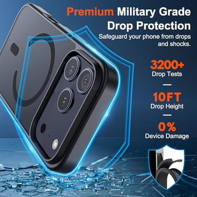 SUPFINE Magnetic for iPhone 17 Pro Max Case (Compatible with MagSafe)(Military Grade Drop Protection) Translucent Matte Shockproof with Anti-Fingerprint Phone Cover 2025,Black - Image 3