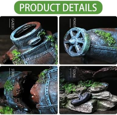 Fish Tank Decoration Sunken Shipwreck Aquarium Decorations Resin Submarine Fish Cave Hideout for Betta Pirate Ship Decorations Sunken Ship Ornament Fish Tank Accessories - Image 4