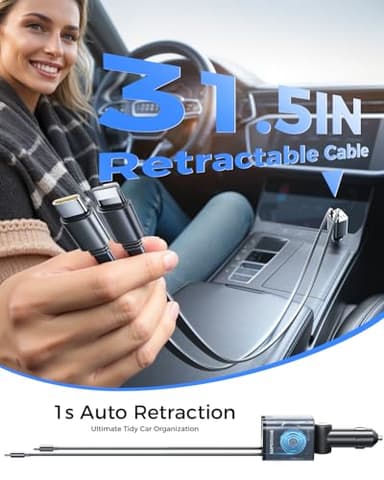 Upgraded SUPERONE Retractable Car Charger, [Ultra-Compact] 6-Port Car Charger USB C, iPhone Car Chargers Fast Charging with USB C & Apple Cable, Car Accessories Adapter for iPhone 17/16/15/14/13/12 - Image 5
