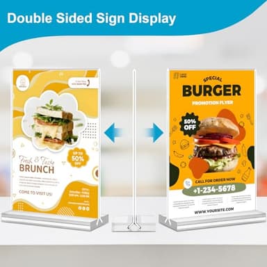 Acrylic Sign Holder 5x7, 10 Pack Clear Double Sided Table Menu Vertical Display Stand Desktop Display Stand Paper Holder Table Sign Suitable for Restaurants Office Store Show Fair - Image 2