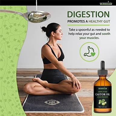 GreenIVe 100% Pure Castor Oil – Cold-Pressed, Hexane-Free – Hair, Eyebrows, Eyelashes, Skin Moisturizer, Castor Pack Wrap Oil Glass Bottle (4 Fl oz - Image 6