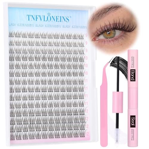 Natural Lash Extension Kit 168Pcs Lash Clusters Kit Wispy Eyelash Extensions 9-12MM Individual Lashes Extensions with Bond and Seal Lash Glue and Eyelash Extension Tweezers DIY at Home by TNFVLONEINS - Image 1