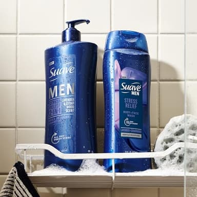 Suave Men’s Stress Relief Body + Face Wash, Gentle Moisture with Lavender & Cedarwood All Day Fresh Scent, 18 oz, 6 Pack - Image 5