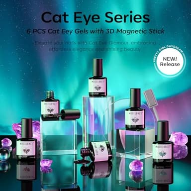 modelones Cat Eye Gel Nail Polish, 6 Colors Glitter Red Green Purple Blue Gel Polish Set with Magnet Sparkle Galaxy Series Nail Gel Polish Kit Soak Off Led Nail Art Manicure Salon DIY Gifts - Image 5