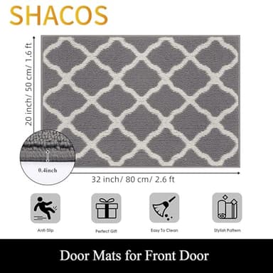 SHACOS Door Mats 20"x32" Indoor Washable Kitchen Entryway Rug Non Slip Absorbent Floor Mat for Home Entrance Garage, Light Gray - Image 2