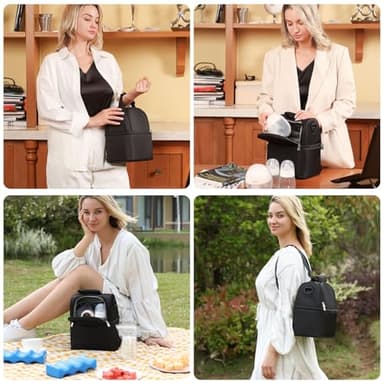 NCVI Breastmilk Cooler Bag with 2 Ice Pack, Breast Pump Bag with Cooler Fits 6 Bottles, Double Layer Breast Milk Travel Bag Baby Bottle, for Travel, Nursing Mom Daycare, Work, Picnic (Black) - Image 5
