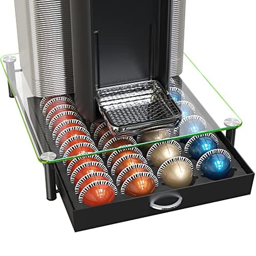 DecoBrothers Crystal Tempered Glass Vertuo Pod Holder Drawer, 24 Large or 48 Small Nespresso Capsule Organizer - Image 1