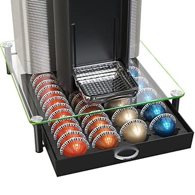 DecoBrothers Crystal Tempered Glass Vertuo Pod Holder Drawer, 24 Large or 48 Small Nespresso Capsule Organizer - Image 1