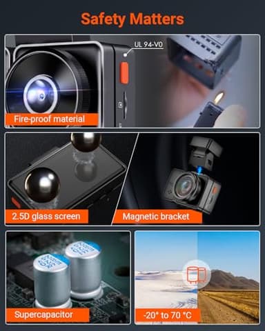 Vantrue E2 Dash Cam Front and Rear, 2.7K Upgrade Rear Cam, Dual STARVIS, 2.7K + 2.7K Dash Camera for Cars, Voice Control, WiFi, GPS, Night Vision, 24H Parking Mode, G-Sensor, 2.45" IPS, Support 512GB - Image 9