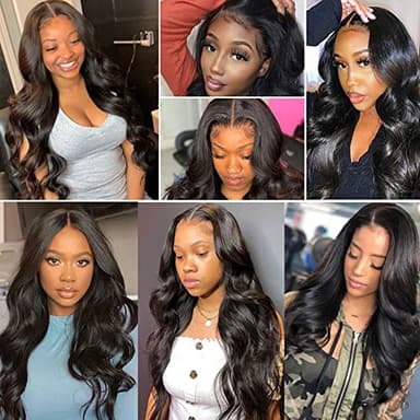Brazilian Human Hair 3 Bundles with Closure（20 22 24+18）Body Wave 100% Unprocessed Virgin Hair Bundles with 4x4 Lace Closure Free Part Natural Black Color - Image 3