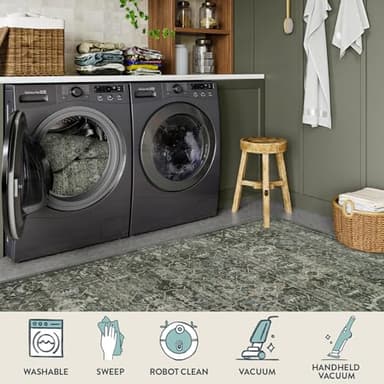 Lahome Boho Green 8x10 Area Rugs Living Room Rugs,Washable Bedroom Rug 8x10 Under Bed,Distressed Soft Non Slip Low Pile Indoor Dining Room Rug for Home Office Playroom(8'x10',Green) - Image 4