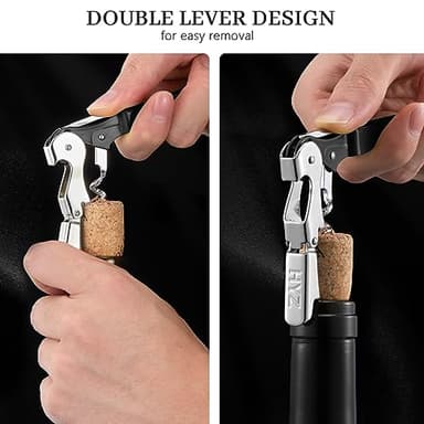 HYZ 2-Pack Wine Opener Waiter Corkscrew, Professional Wine Key for Servers, Bartender, with Foil Cutter, Manual Wine Bottle Opener Double Hinged (Black) - Image 4