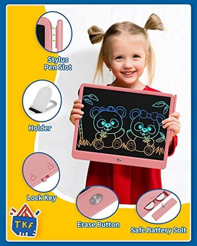 TEKFUN Teen Girl Gifts Ideas, 15inch LCD Writing Tablet for Kids Age 8-10 and Up, Doodle Board 4 5 6 7 Year Old Girl Toys, Mothdays Day Gifts Homeschool Supplies Easter Gifts for Adults(Pink) - Image 3