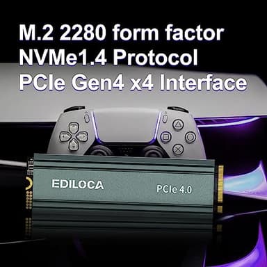 Ediloca 2TB M2 NVME SSD with Heatsink - PCIe Gen4.0 NVMe M.2 2280 3D NAND TLC, 4800MB/s Read, Internal Solid State Drive for PS5/PC, Dynamic SLC Cache, PS5 Storage Expansion, 5-Year Warranty(EN760) - Image 2