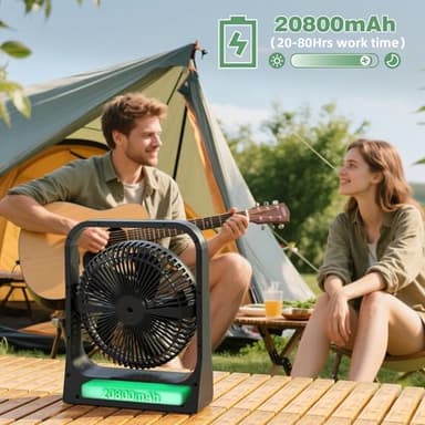 8-inch USB Portable Fan - 20800mAh Rechargeable Battery Operated Fan (80Hrs work time) - Personal Desk Fans - Battery Powered Fans use for Bedroom, Desktop, Table, Office, Camping, and Outdoor - Image 3