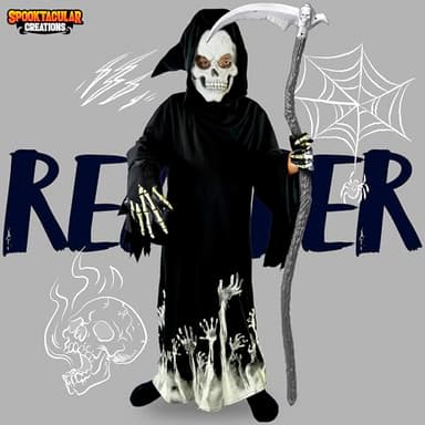 Spooktacular Creations Glow in the Dark Grim Reaper Costume for Boys, Halloween Costumes for Kids, Boys-3T(3-4yr) - Image 2