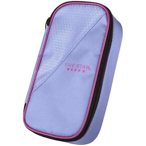 Five Star Pencil Pouch, Pen Case, High-Capacity Zipper Pouch, Storage Organizer for School Supplies Earbuds Chargers Cables Makeup, Lilac/Berry (500211F-ECM) - Image 1