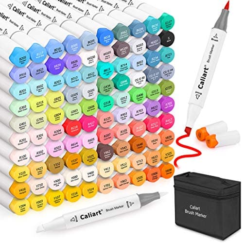 Caliart Markers Brush & Chisel, 101 Colors Alcohol Markers for Adult Coloring Book, Dual Tip Art Pen Set for Artist Illustration Sketch Drawing Gift - Image 1