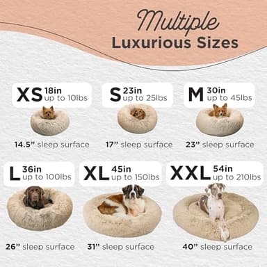Best Friends by Sheri Original Calming Donut Dog and Cat Bed, Shag Faux Fur, Taupe, (23in x 23in) - Anxiety Relief for Pets Up to 25 lbs - Image 4