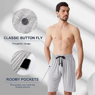 Men's Pajama bottoms Lounge Sleep Shorts Soft Comfortable Breathable Pajamas Shorts with Pockets 2 Pack, XXX-Large - Image 3