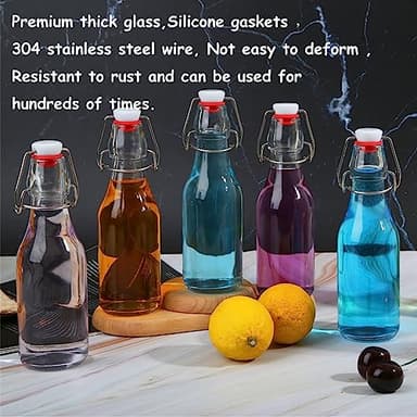 ZEBEIYU 12 Pack 8.5 oz swing top glass bottles,flip top glass bottle with airtight lid for home brewing,kombucha,kefir,vanilla extract,beer,oil,vinegar,homemade juices,soda,beverages,2nd fermentation - Image 6