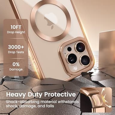 GolbinBox Magnetic for iPhone 16 Pro Case with Stand, [Compatible with MagSafe], Camera Control Capture Button, 16FT Military-Grade Protection, Shockproof Slim Phone Case 6.3"(Rose Gold/Clear) - Image 7