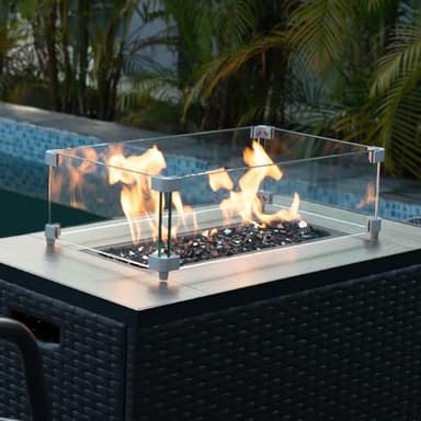 Pulovin 35 lbs Black Fire Glass for Propane Fire Pit, 1/2 Inch Fire Pit Glass Rocks for Gas Fireplace, Reflective Glass Rocks for Fire Pit Table - Image 3