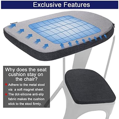 BUYUE Friendly Woven Fabric 14x14 Magnetic Cushions for Metal Chair Set of 4, Enhanced Anti-Slip Seat Pads for Dining Kitchen Café Stackable Chairs (U-Shape, Black, 4 Counts) - Image 3