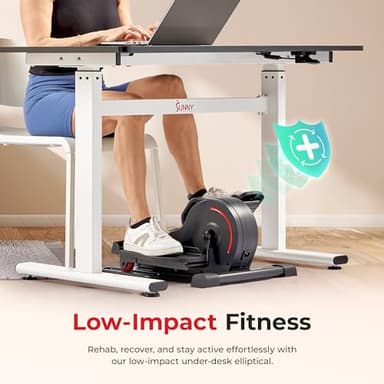 Sunny Health & Fitness Smart Electric Motorized Under Desk Elliptical Cardio Exerciser with Optional Exclusive SunnyFit® App Enhanced Bluetooth Connectivity – SF-E3959SMARTG - Image 5