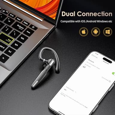 ICOMTOFIT Bluetooth Headset, Wireless Bluetooth Earpiece V5.0 Hands-Free Earphones with Built-in Mic for Driving/Business/Office, Compatible with iPhone and Android (Gray) - Image 4