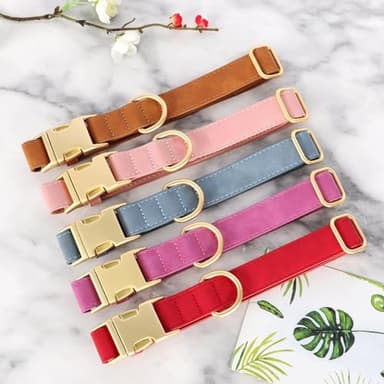 Didog Soft PU Leather Dog Collar, Cute Dog Collars for Small Dogs, Pink Dog Collar for Girl Dogs, Classic and Adjustable Small Dog Collar with Quick Release Metal Buckle, Pink,S - Image 3