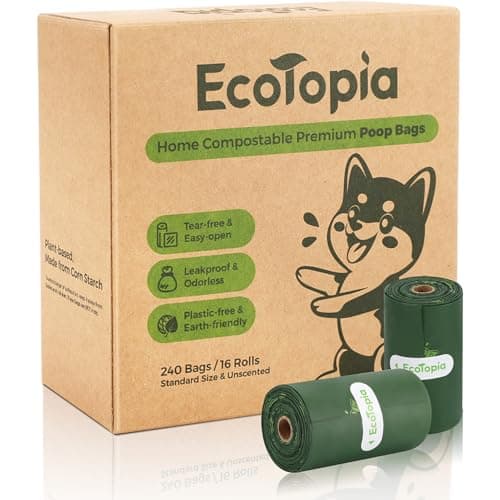 Tear-Free Biodegradable Poop Bags for Dogs,240 Compostable Dog Waste Bags Rolls,Eco-Friendly,Extra Thick,Leakproof,Unscented,Plant-based,ASTM D6400 & EN 13432 Compliant,Dark Green - Image 1