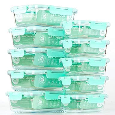 C CREST [10-Pack] Glass Food Storage Containers with Lids, Airtight, BPA Free, Meal Prep Containers for Kitchen, Home Use - Image 8
