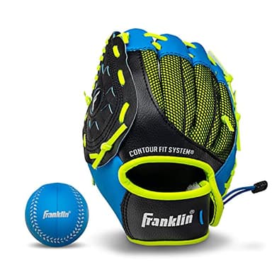 Franklin Sports Teeball/Baseball Glove - Left and Right Handed Youth Fielding Glove - Neo-Grip - Synthetic Leather - 9.0 Inch Left Hand Throw - Ready To Play Glove - Blue - Image 1