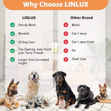 LINLUX 47 Inch XL Dog Crate Furniture, Wooden Heavy Duty Dog Kennel Indoor, Decorative Dog Cage Table for Extra Large Dogs, with Sliding Doors, Wheels and Flip-top Plate - Image 6