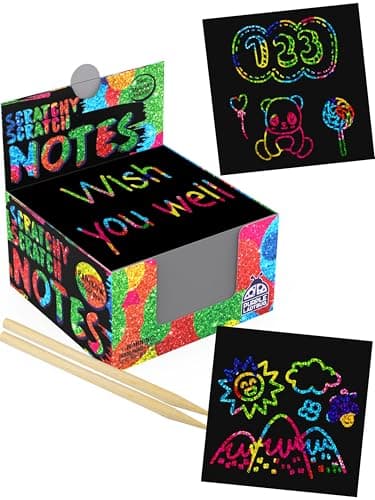 PURPLE LADYBUG Rainbow Holographic Scratch Art Mini Notes - 150 Sheets with Wooden Stylus, Classroom Must Have, Back to School Gift, School Essentials, Teen Girl Gifts - Image 1