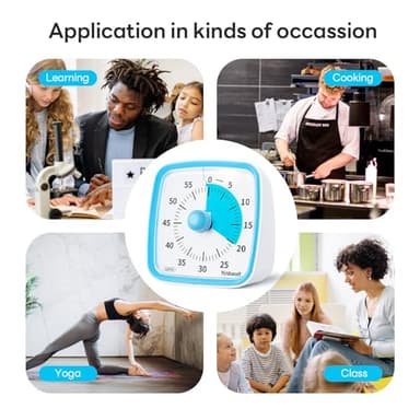 Yunbaoit Visual Timer with Night Light, 60-Minute Countdown Timer for Kids and Adults, Silent Classroom Timer, Time Management Tool for Home, School, or Work (Light Blue) - Image 7