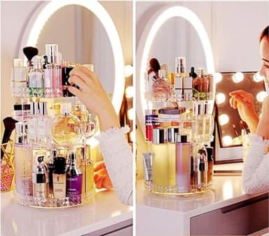 ZHIAI 360 Rotating Makeup Organizer, Large Capacity Cosmetics Organizer for Perfume Holder Organizer Countertop, DIY Adjustable Bathroom Makeup Carousel Holder Rack, Clear Diamond - Image 8
