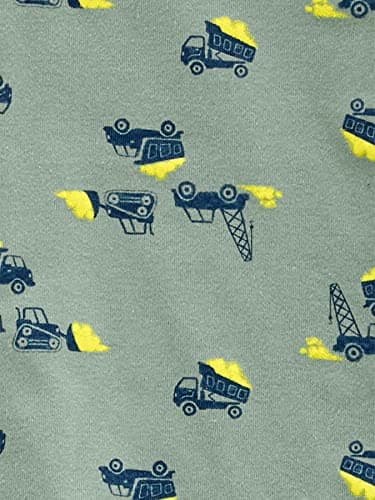 Simple Joys by Carter's Baby Boys' 3-Pack Snug Fit Footed Cotton Pajamas, Navy Stripe/Sage Green Construction/White Dinosaur, 18 Months - Image 4