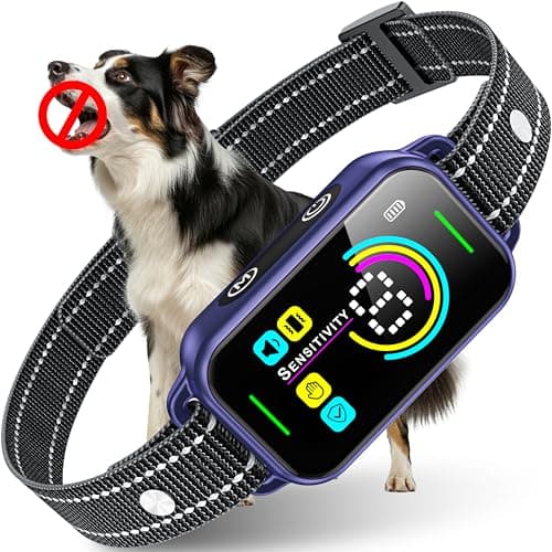 DINJOO Bark Collar, Dog Bark Collar for Large Medium Small Dogs,Smart Bark Collar,Rechargeable Anti Barking Training Collar with 8 Adjustable Sensitivity,Bark Collar with Beep (Purple) - Image 1