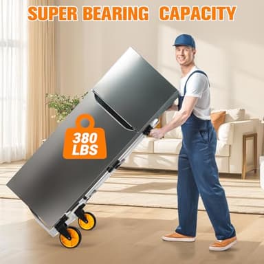 380 LB Capacity Folding Hand Truck Heavy Duty Foldable Dolly Cart with Wheels, Aluminum Collapsible Hand Cart Portable Trolley Dolley with Telescoping Handle for Moving Use Gorpuire - Image 5